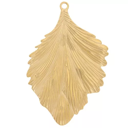 Pendentifs feuilles 37x24 mm - Acier inoxydable 304L Doré x2