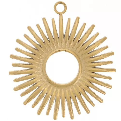 Pendentif soleil 24 mm - Acier inoxydable 304L Doré x1
