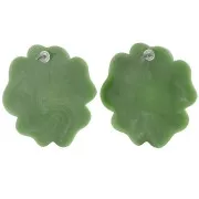 Boucles d'oreilles fleur 48 mm en résine opaque - Kaki mabré x2