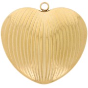 Pendentif coeur bombé 34x35 mm - Acier inoxydable 304L Doré x1|raw }}