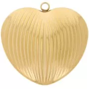 Pendentif coeur bombé 34x35 mm - Acier inoxydable 304L Doré x1