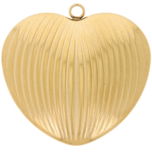 Pendentif coeur bombé 34x35 mm - Acier inoxydable 304L Doré x1