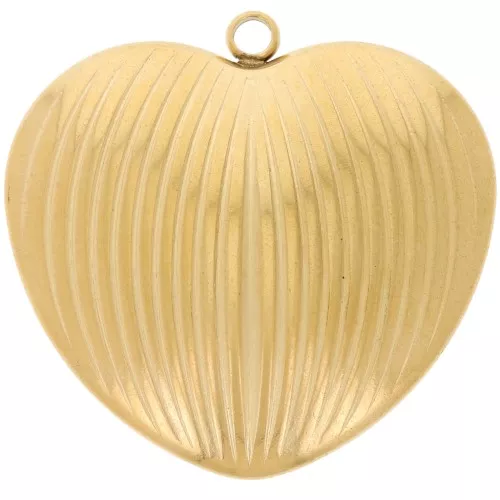 Pendentif coeur bombé 34x35 mm - Acier inoxydable 304L Doré x1