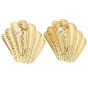 Boucles d'oreilles coquillage effet torsadé 29x32 mm - Acier inoxydable 304L Doré x2