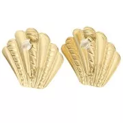 Boucles d'oreilles coquillage effet torsadé 29x32 mm - Acier inoxydable 304L Doré x2