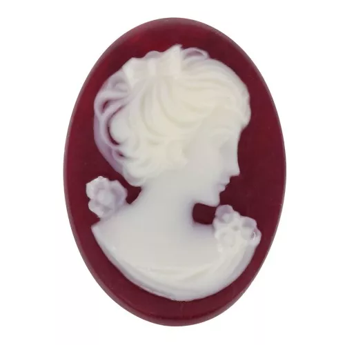 Camée résine 18x13 mm - coté droit - Lie de vin x1
