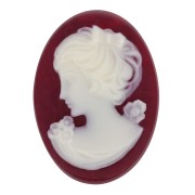 Camée résine 18x13 mm - coté gauche - Lie de vin x1|raw }}