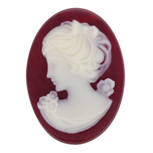 Camée résine 18x13 mm - coté gauche - Lie de vin x1