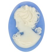 Camée résine 25x18 mm - coté gauche - Bleu ciel x1|raw }}