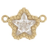 Intercalaire étoile 12x8.5mm oxyde de zirconium - Acier inox 304 Doré - Crystal x1