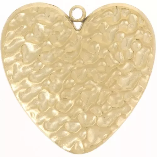 Pendentif coeur martelé 22 mm - Acier inoxydable 304L Doré x1