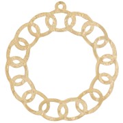 Pendentif rond martelé ajouré 30 mm - Acier inoxydable 316L Doré x1|raw }}