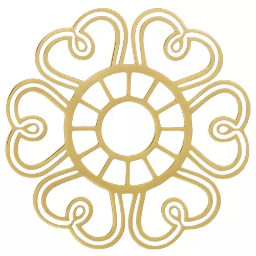 Pendentif fleur ajouré 30 mm - Acier inoxydable 316L Doré x1