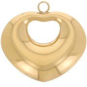 Pendentifs coeur bombé 25.5x27 mm - Acier inoxydable 316L Doré x2|raw }}