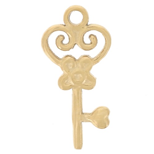 Breloque clé ancienne 16x8 mm - Acier inoxydable 304L Doré x1