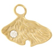 Breloque coquillage 13x15 mm avec strass - Acier inoxydable 304L Doré x1