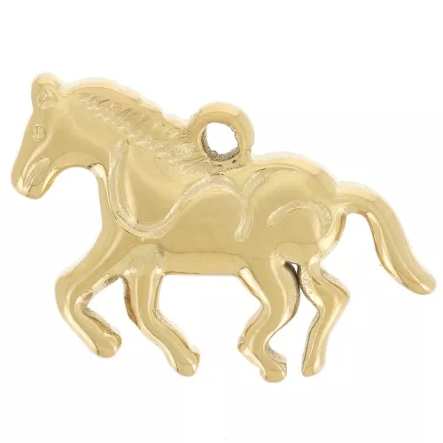 Breloque cheval 11x18 mm - Acier inoxydable 304 Doré x1