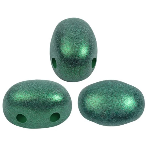 Perles en verre Samos® par Puca® 7x5 mm - Green Forest Metallic Mat x10g