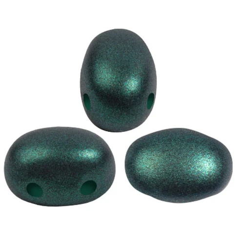 Perles en verre Samos® par Puca® 7x5 mm - Emerald Metallic Mat x10g