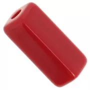 Perles tube rectangle 20x8 mm en résine opaque - Rouge carmin x4