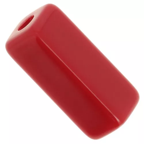 Perles tube rectangle 20x8 mm en résine opaque - Rouge carmin x4