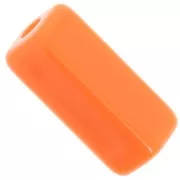 Perles tube rectangle 20x8 mm en résine opaque - Orange x4