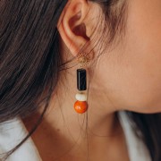 Perles tube rectangle en résine opaque 20x8 mm - Kaki x4