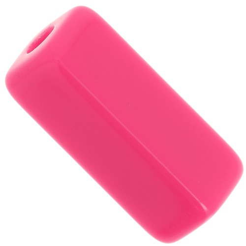 Perles tube rectangle 20x8 mm en résine opaque - Rose bonbon x4