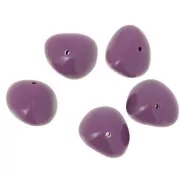 Perles nuggets en résine opaque 12x15 mm - Mauve foncé x6