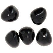 Perles nuggets 12x15 mm en résine opaque - Noir x6