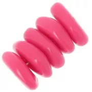 Perles rondelles irrégulières 13 mm en résine opaque - Rose bonbon x6
