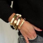 Perle tube cylindrique 14 mm en résine opaque - Vert emeraude x1