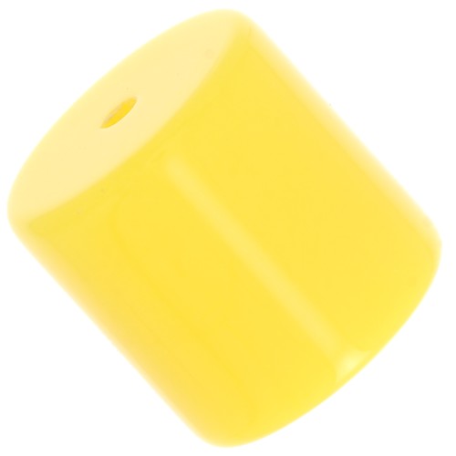 Perle tube cylindrique en résine opaque 14 mm - Jaune soleil x1