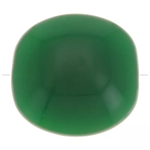 Perles plates - carré arrondi - en résine opaque 16 mm - Vert emeraude x5