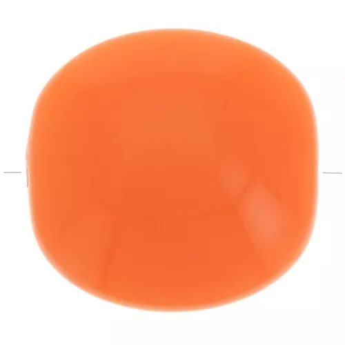Perles plates - carré arrondi - en résine opaque 16 mm - Orange x5