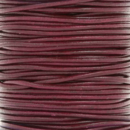 Cordon cuir européen 2 mm - Bordeaux x1m