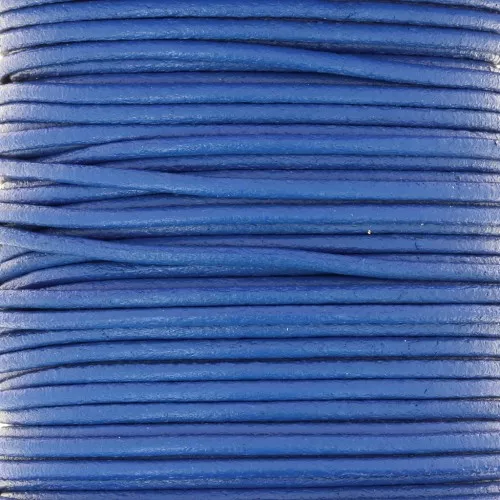 Cordon cuir européen 2 mm - Bleu dur x1m