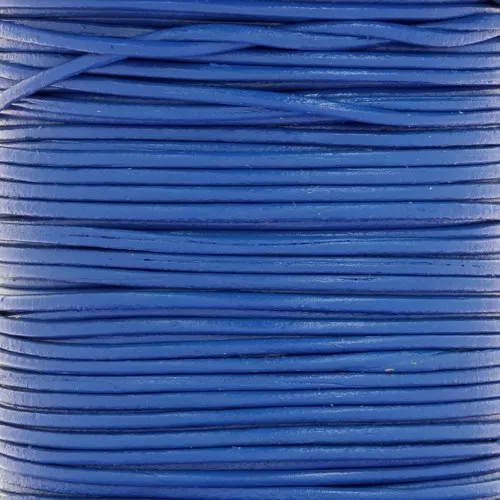 Cordon en cuir européen 1 mm - Bleu dur x1m