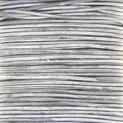 Cordon en cuir européen 1 mm - Argenté x1m