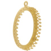 Serti pendentif ovale décor couronne - cabochon 25x18 mm - Plaqué Or 3 microns