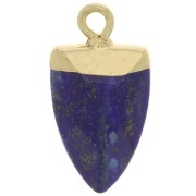 Pendentif pointe 19x10 mm avec pierre imitation gemme - Lapis lazuli - Doré x1|raw }}