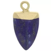 Pendentif pointe 19x10 mm avec pierre imitation gemme - Lapis lazuli - Doré x1
