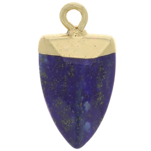 Pendentif pointe 19x10 mm avec pierre imitation gemme - Lapis lazuli - Doré x1