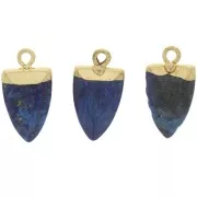 Pendentif pointe 19x10 mm avec pierre imitation gemme - Lapis lazuli - Doré x1