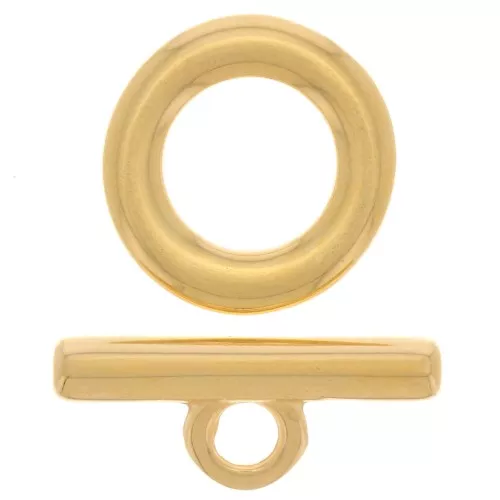 Fermoir en T pour bracelet ou collier - 15 mm - Doré à l'or fin x1