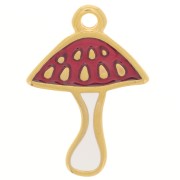 Breloque champignon 18.5x13 mm avec résine époxy - Doré à l'or fin - Rouge x1|raw }}