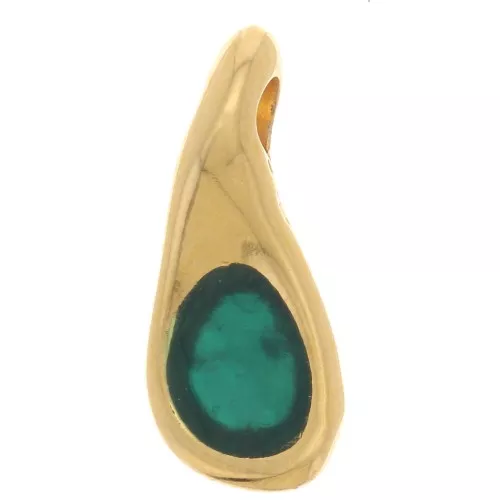 Breloque goutte 13x6 mm avec résine époxy - Doré à l'or fin - Vert x1