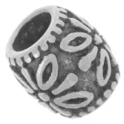 Perle tube travaillée 9.5.x9 mm gros trou - Acier inoxydable 304L x1