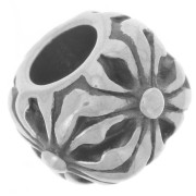 Perle carré aplatie 10.5 mm gros trou - motif croix - Acier inoxydable 304L x1