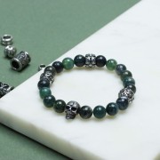 Perle carré aplatie 10.5 mm gros trou - motif croix - Acier inoxydable 304L x1